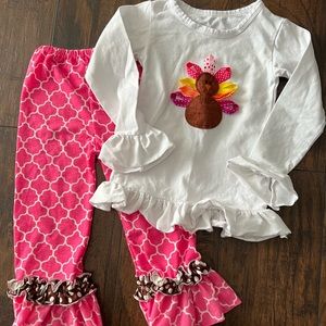 Lilly Bow Peep Turkey Set Size 1-2T (fits like a 2T-3T)